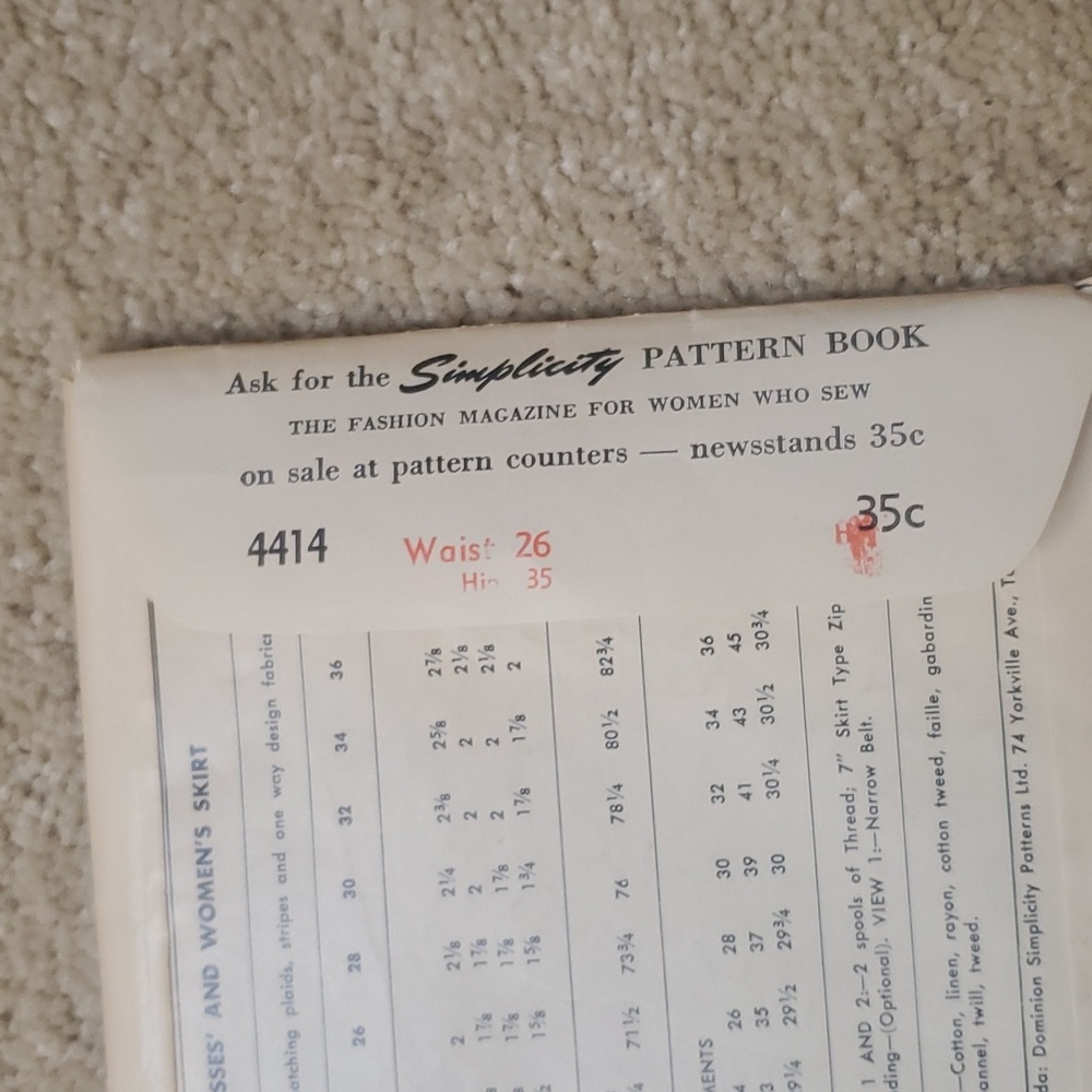 Vintage Simplicity 4414 pattern - Picture 4 of 5